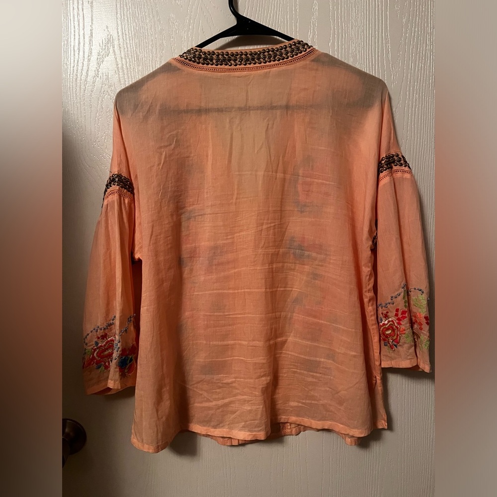 Soft Surroundings Palm Island Embroidered Studded Tunic Size PS - Picture 9 of 11
